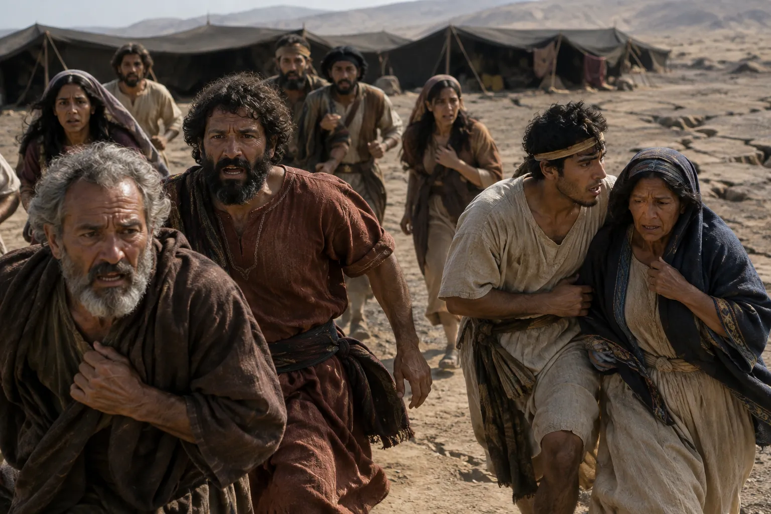 The assembly flees (Numbers 16:33–34)
