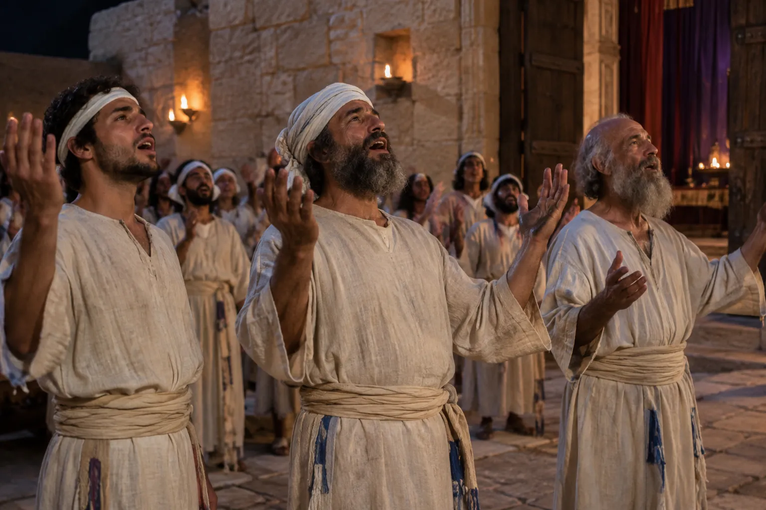 Servants praise in the courts of the LORD (Psalms 135:1–3)