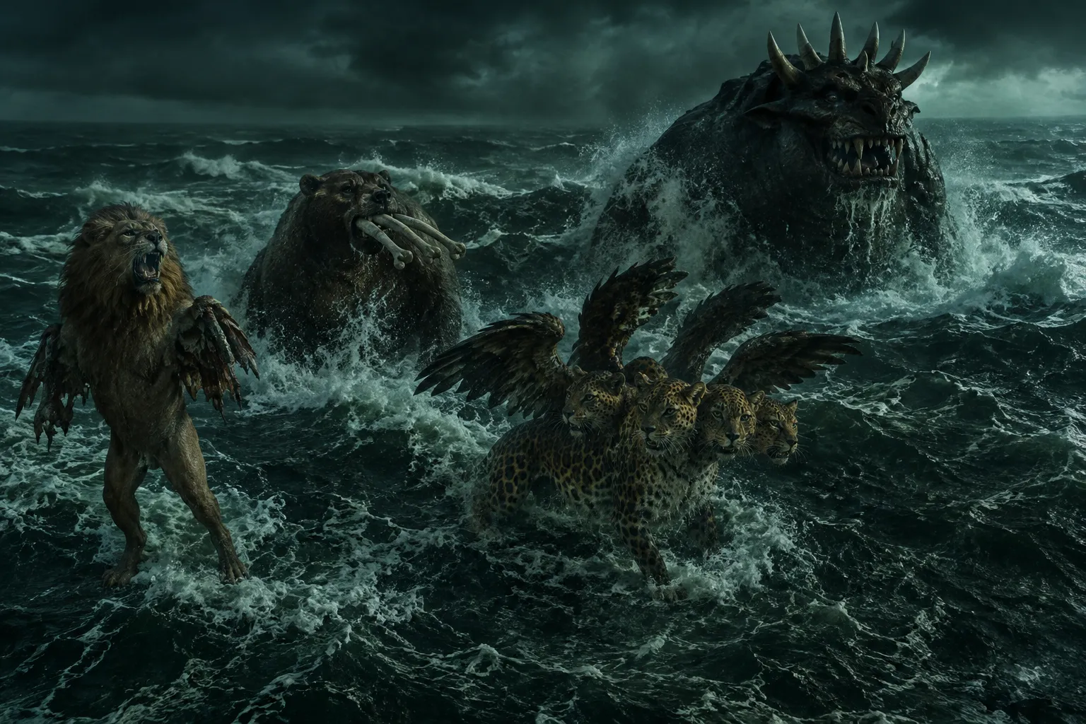 Four Beasts from the Great Sea (Daniel 7:2–7)