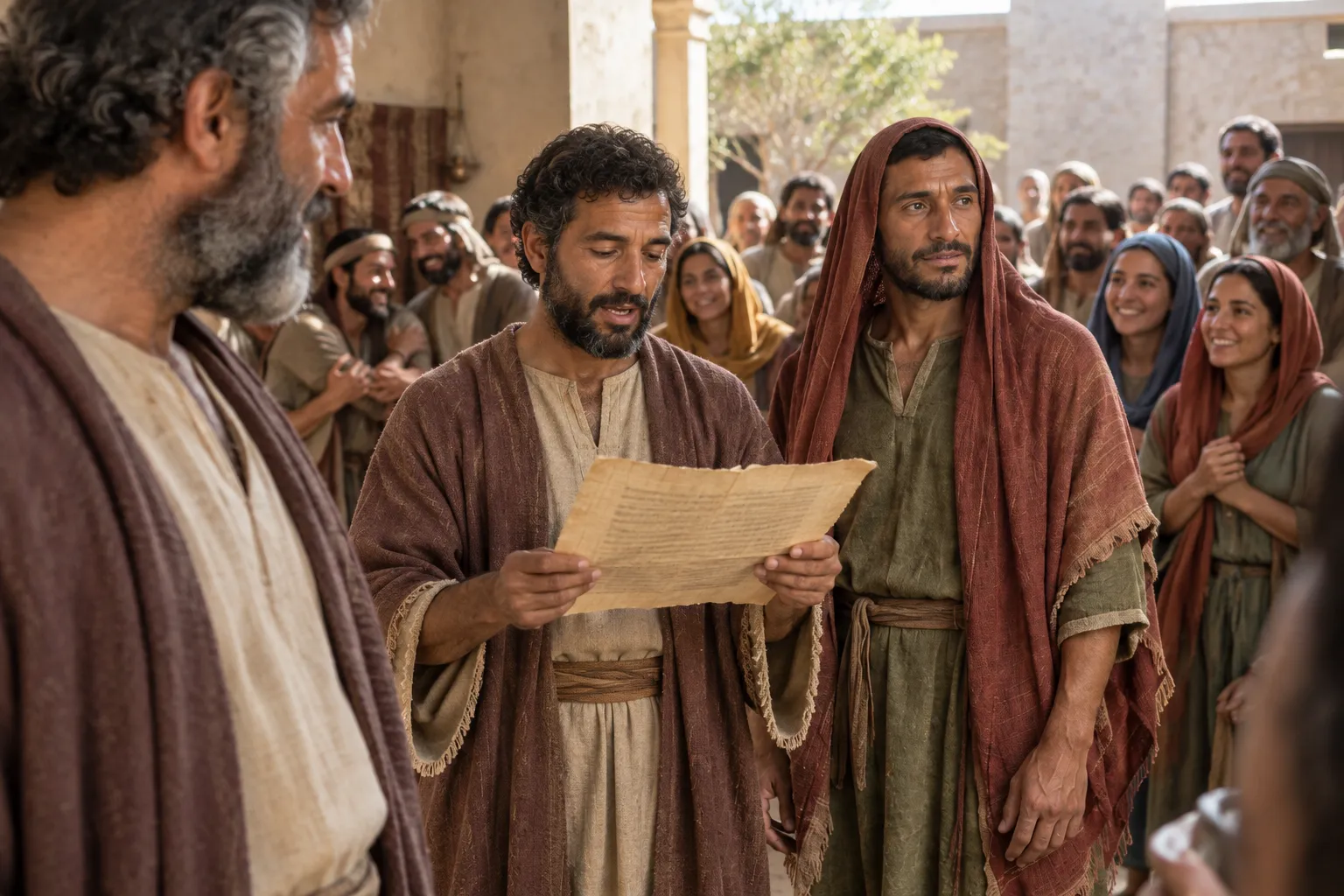 The letter brings joy in Antioch (Acts 15:30–31)