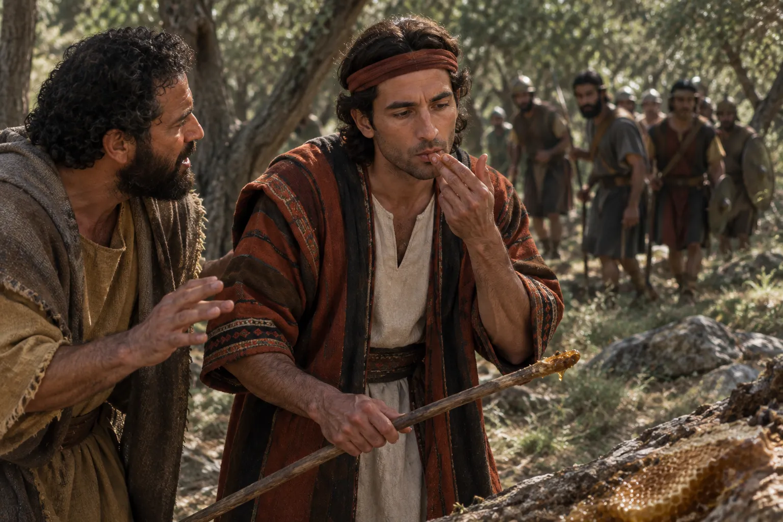 Jonathan tastes the honey (1 Samuel 14:27–28)
