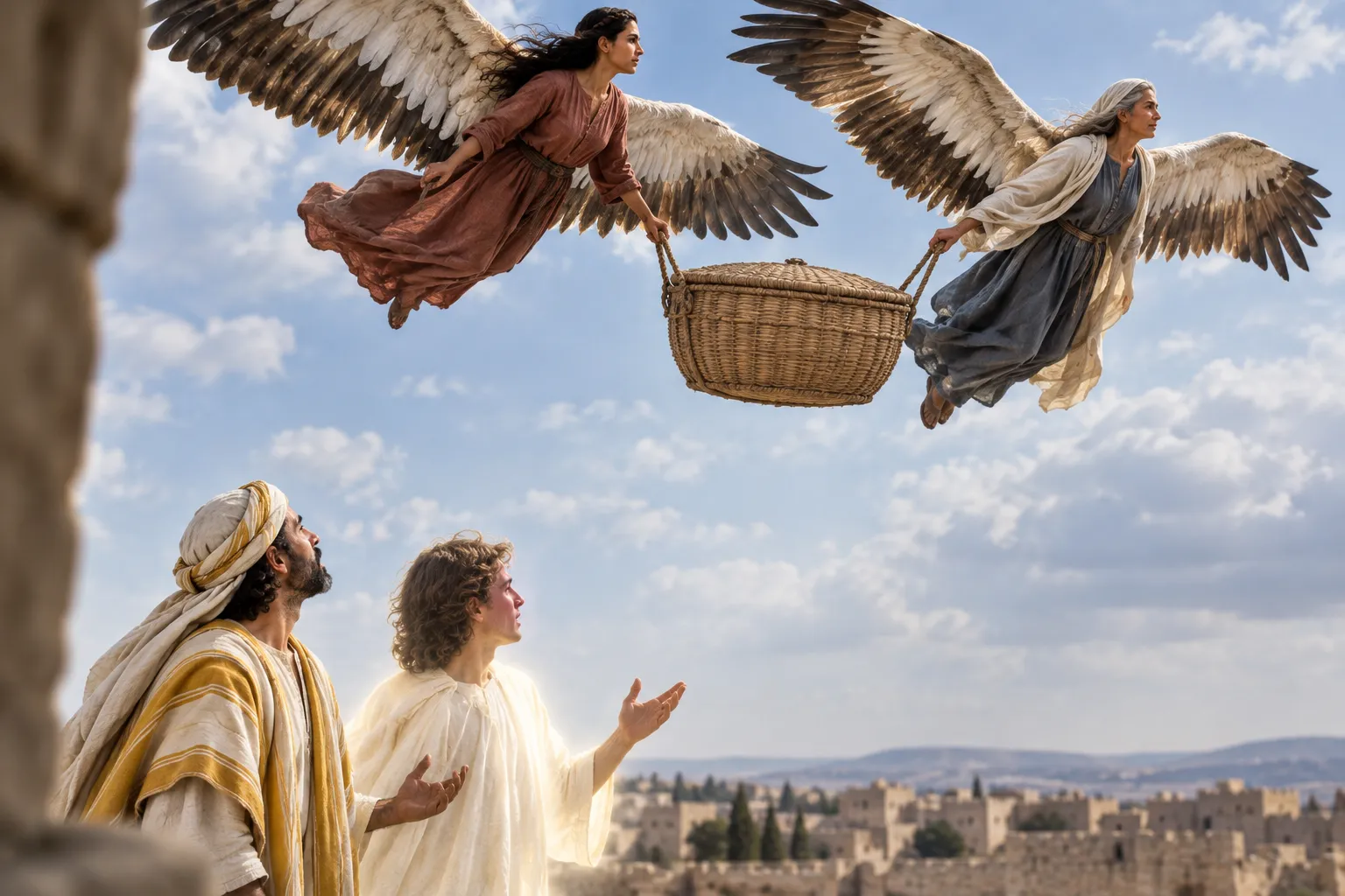 The basket borne away (Zechariah 5:9–11)