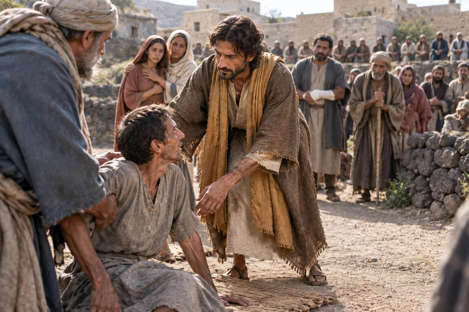 Healing among the gathered people (Matthew 4:23–25)