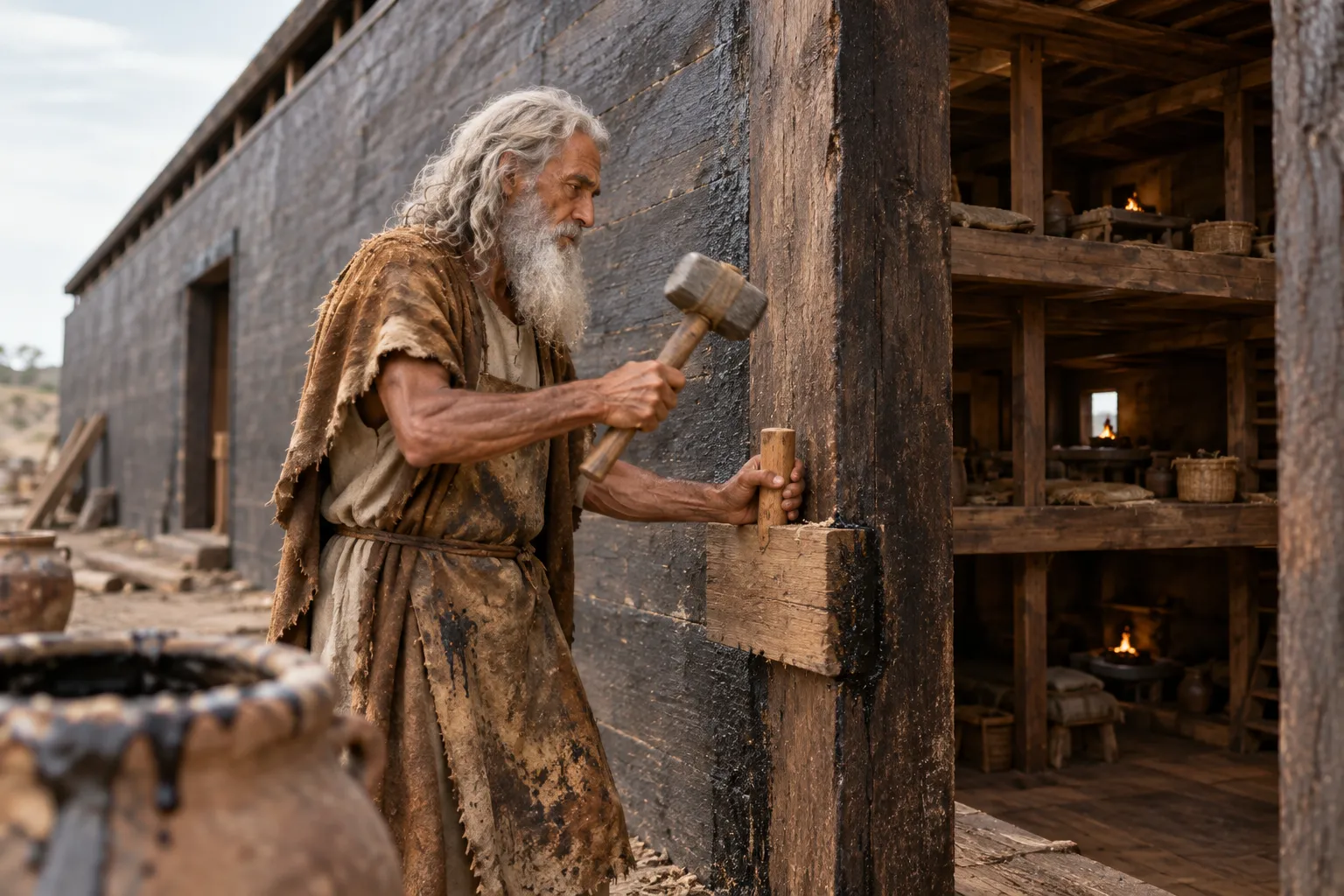 Noah obeys and builds the ark (Genesis 6:14–22)