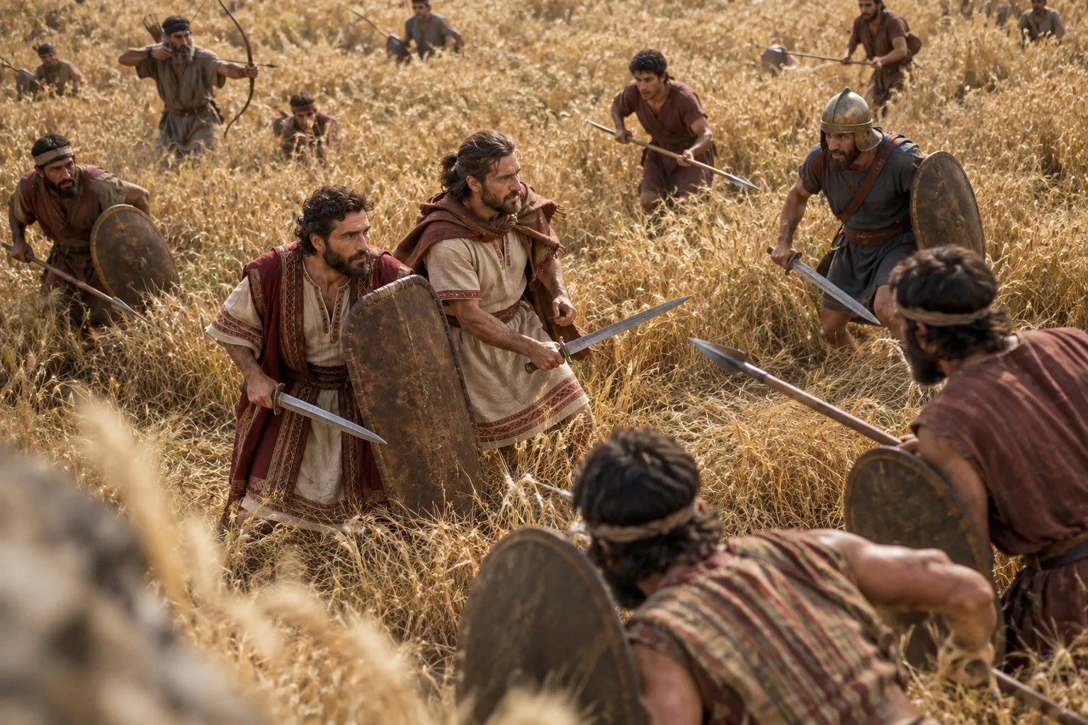 David and Eleazar defend the barley field (1 Chronicles 11:13–14)