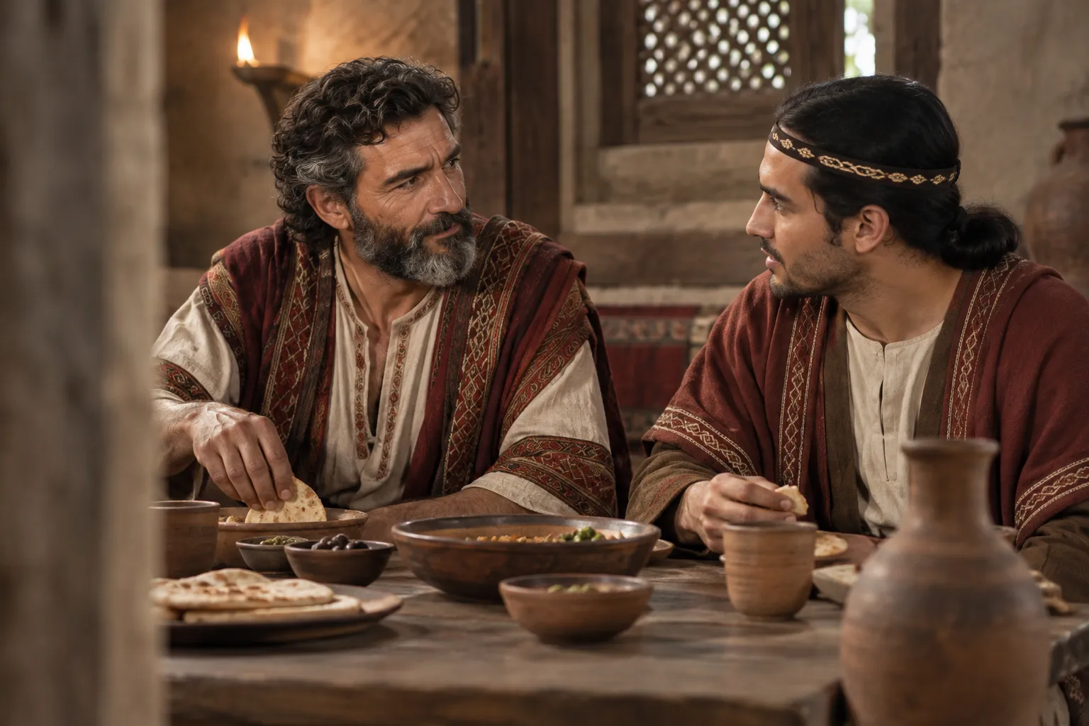 Mephibosheth at the king’s table (2 Samuel 9:11–13)