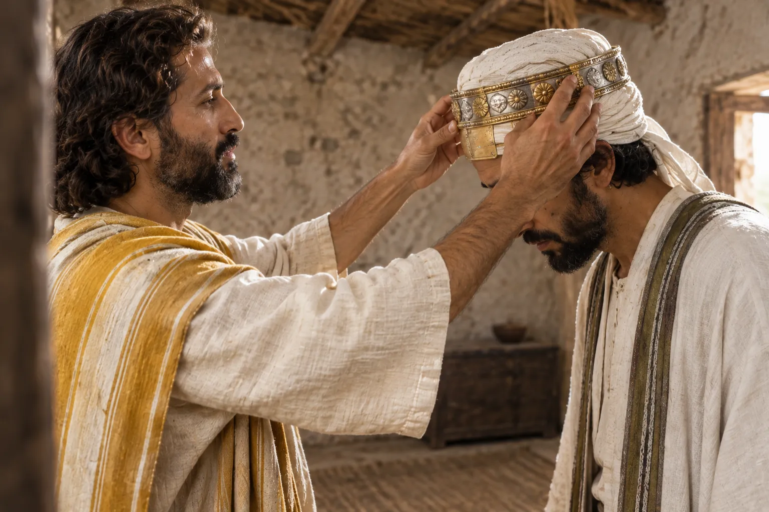 The ornate crown is placed on Joshua (Zechariah 6:10–11)