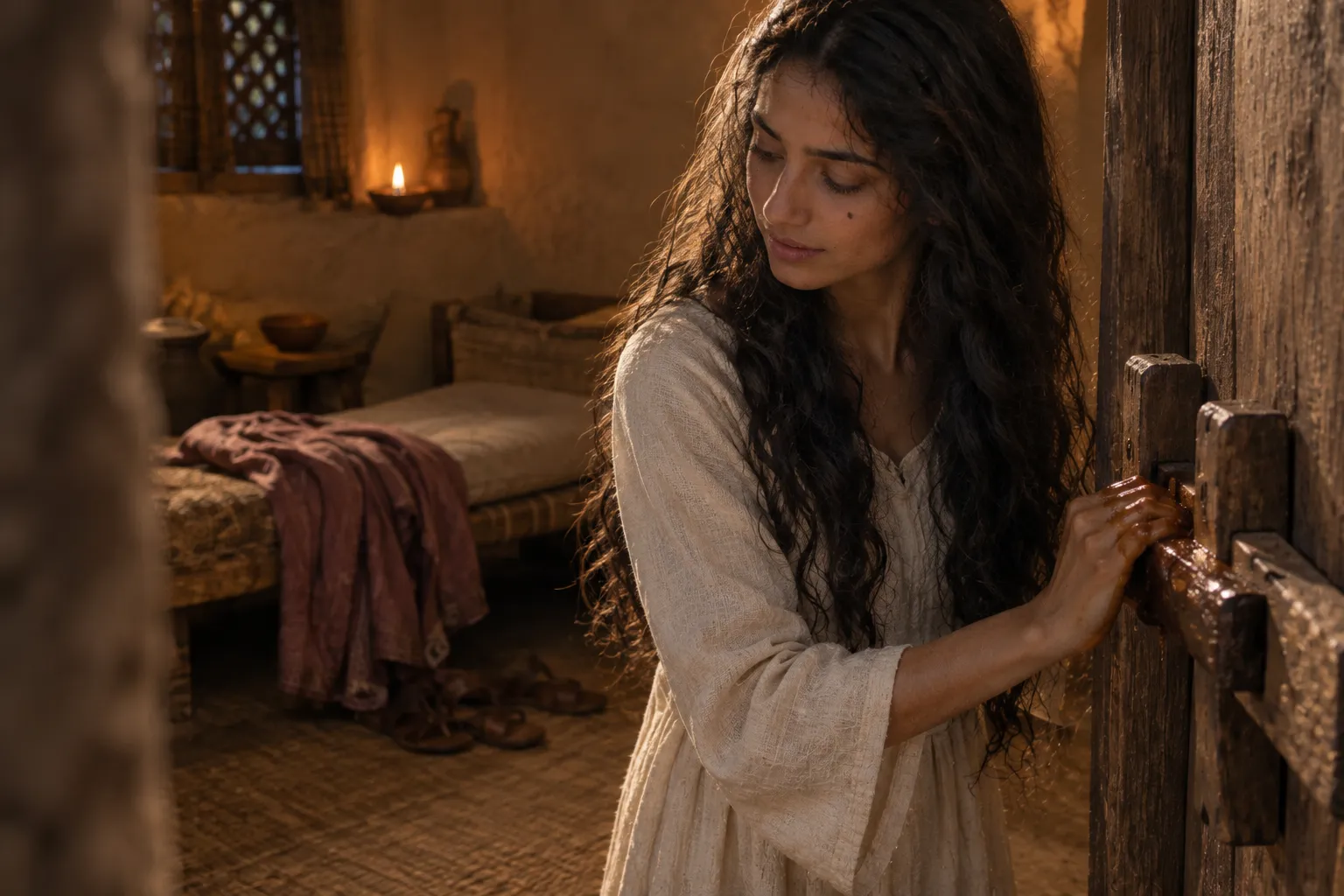 Myrrh upon the bolt (Song of Solomon 5:3–5)