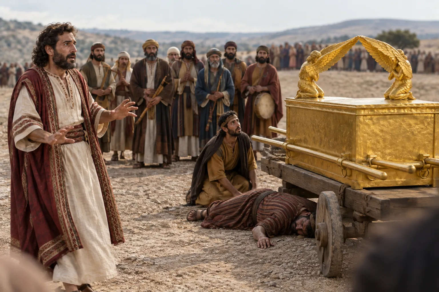 David fears to bring the ark onward (1 Chronicles 13:10–12)