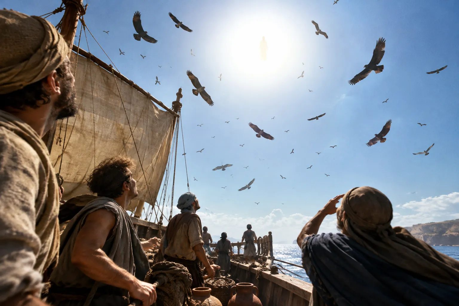 The angel summons the birds (Revelation 19:17–18)