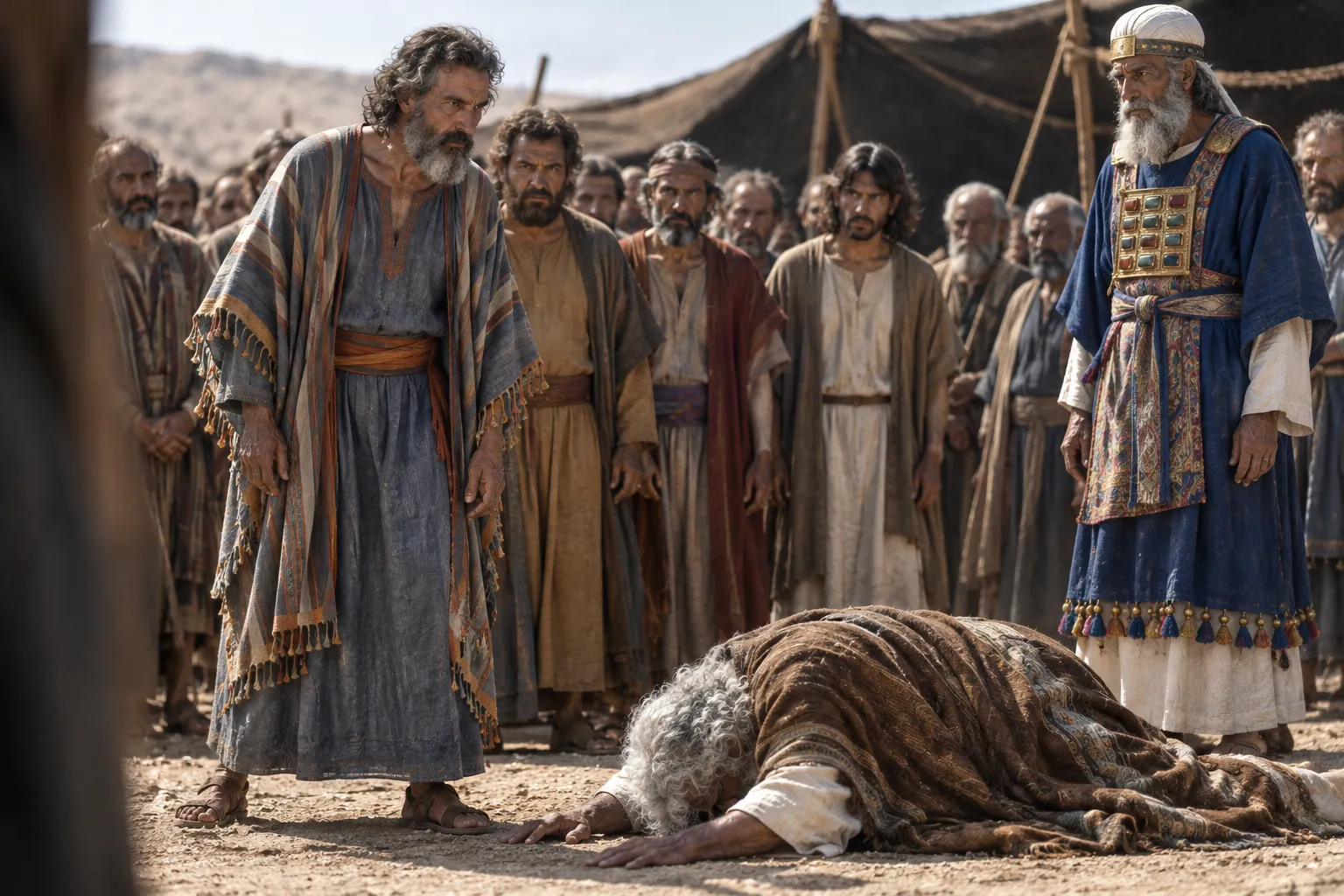 Korah challenges Moses and Aaron (Numbers 16:1–4)