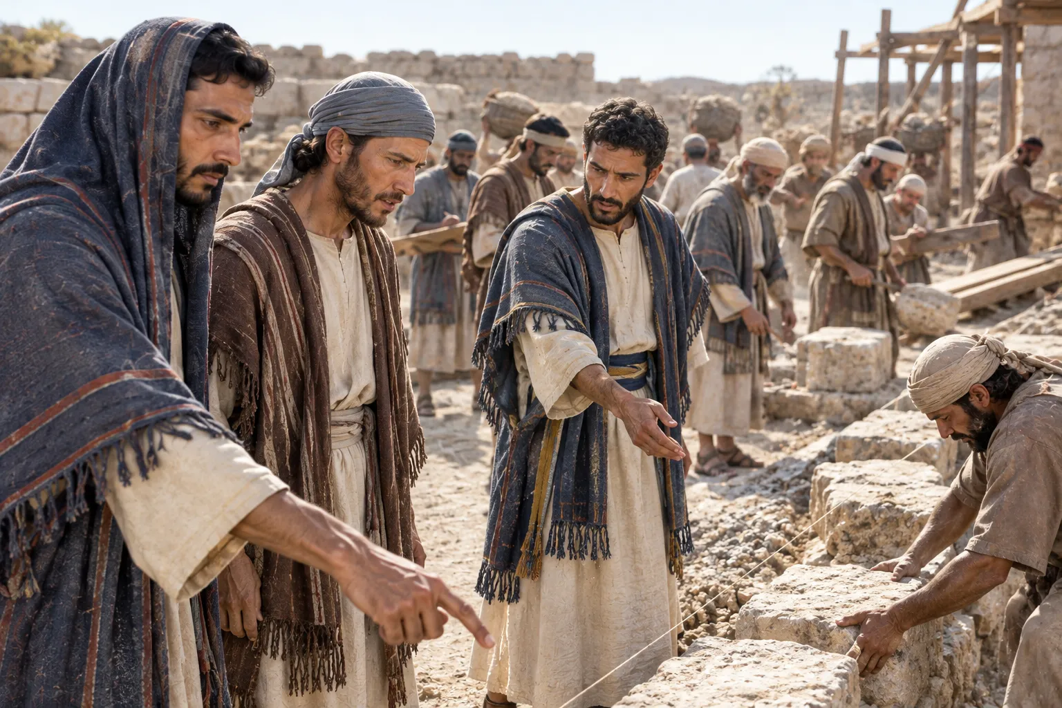 Levites supervise the beginning of the temple work (Ezra 3:8–9)