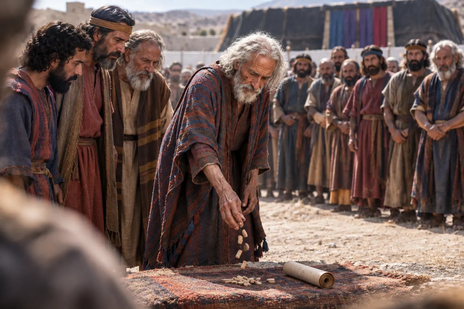 Joshua Casts Lots at Shiloh (Joshua 18:9–10)