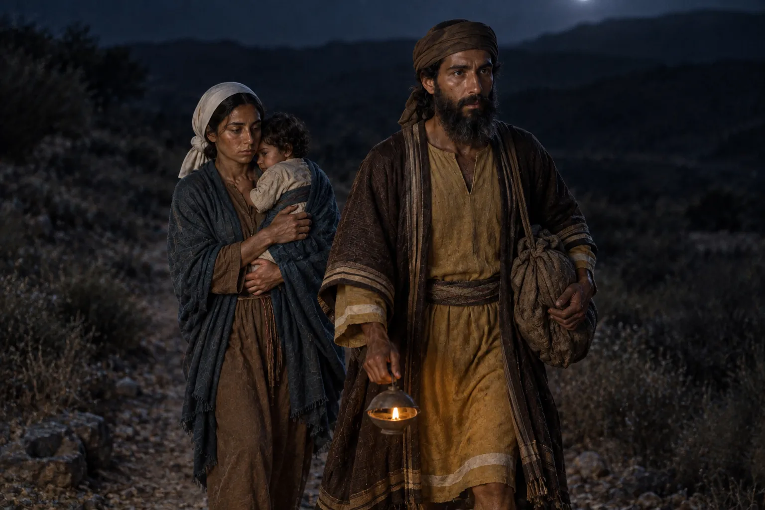 The Family Flees by Night (Matthew 2:14)
