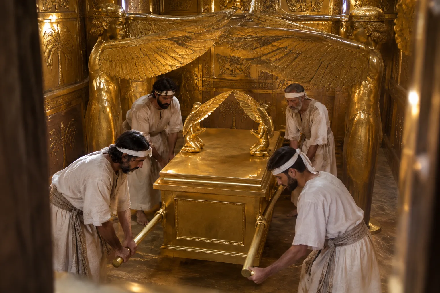 The ark placed beneath the cherubim (2 Chronicles 5:7–10)