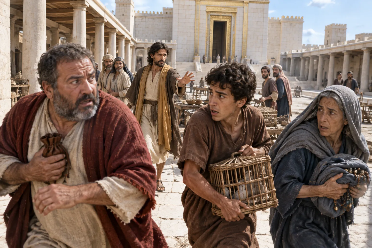 Jesus drives sellers from the Temple (Luke 19:45–46)