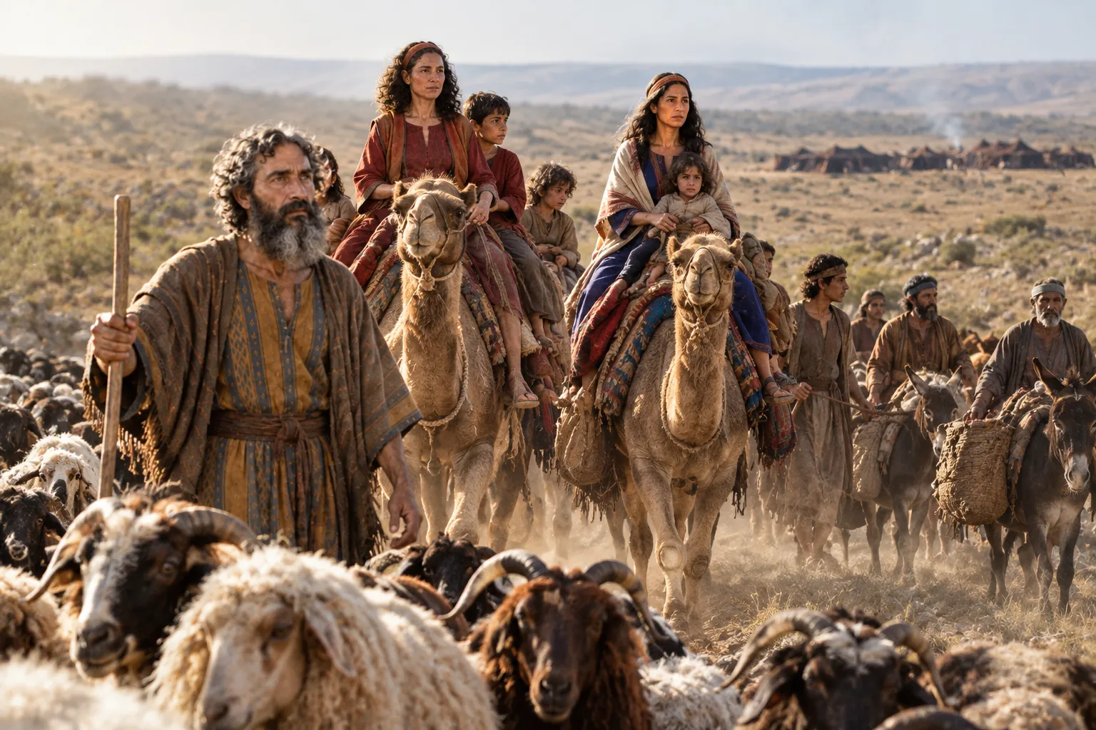 Jacob secretly departs with his household (Genesis 31:17–21)