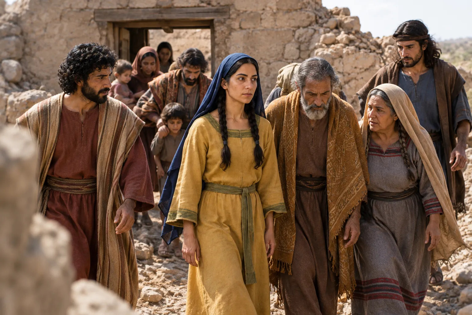 Rahab and her household brought out (Joshua 6:22–23)