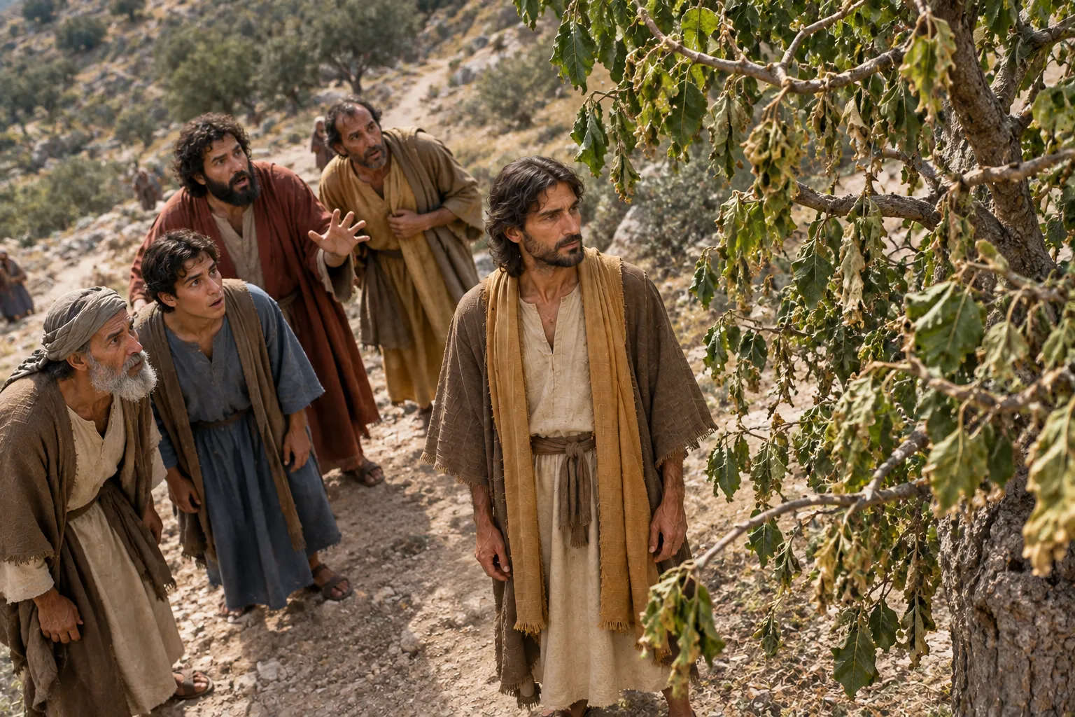 The barren fig tree withers (Matthew 21:18–20)