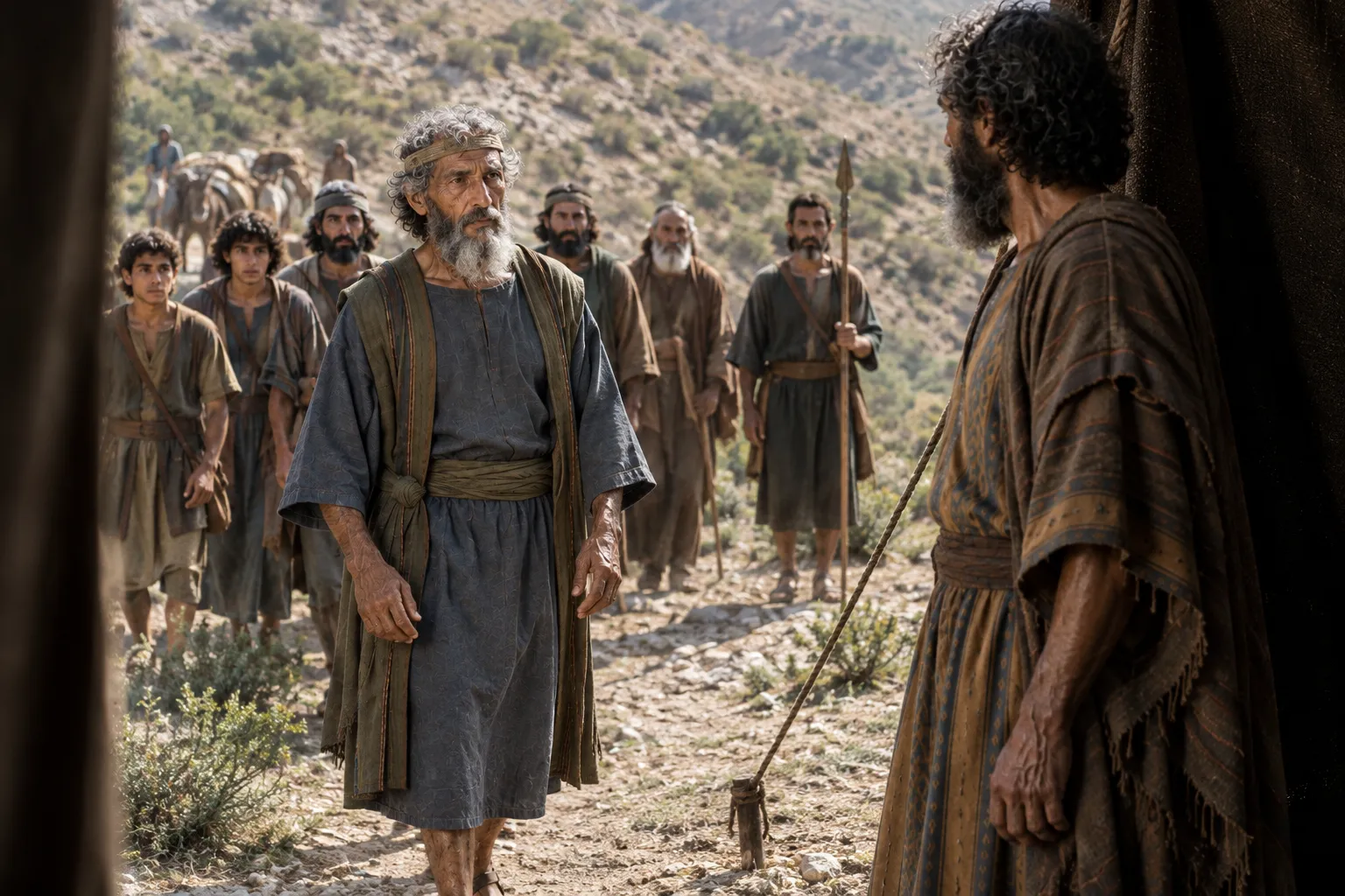 Laban overtakes Jacob in Gilead (Genesis 31:23–25)