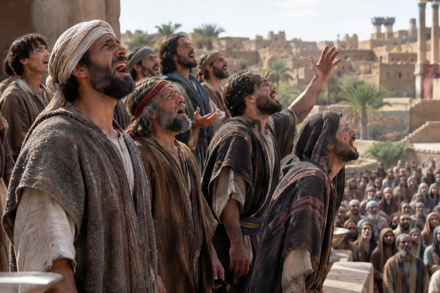 Eight Levites cry out from the platform (Nehemiah 9:4)