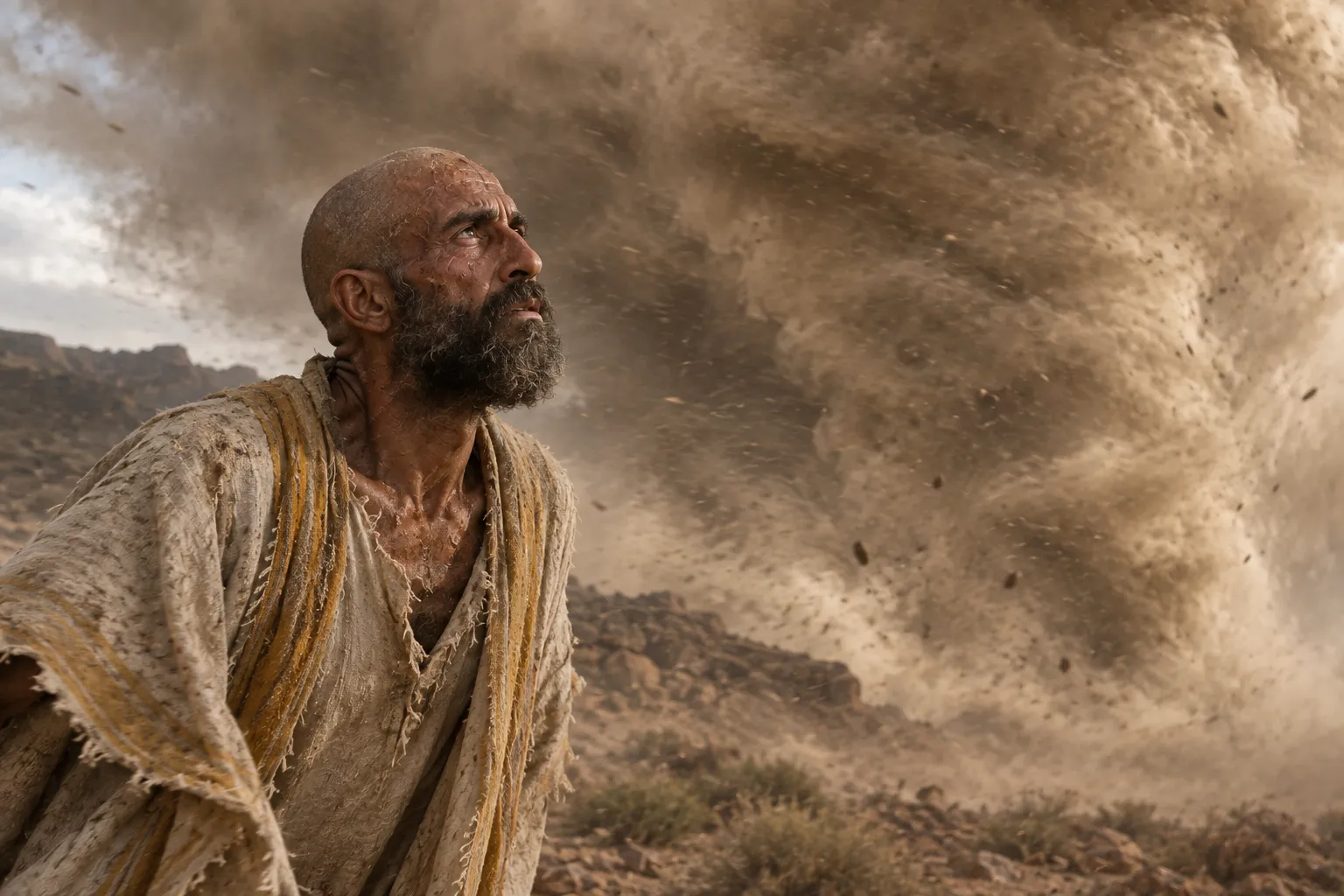 The LORD answers from the whirlwind (Job 38:1–3)