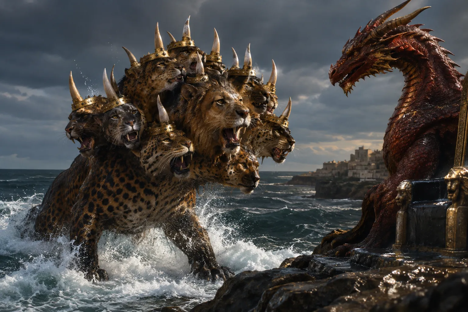 The dragon gives authority to the sea-beast (Revelation 13:1–2)