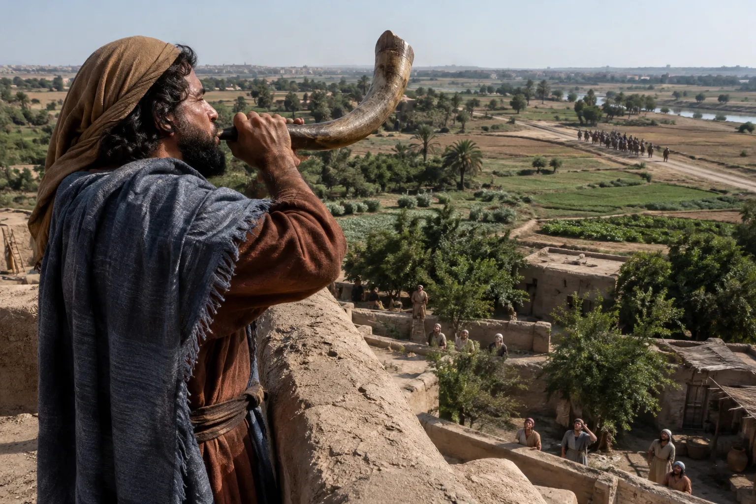 The watchman sounds the warning (Ezekiel 33:2–3)