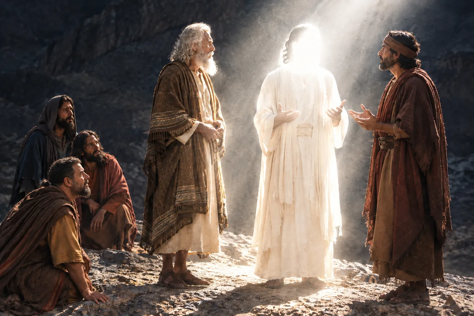 Jesus transfigured before the disciples (Matthew 17:1–3)