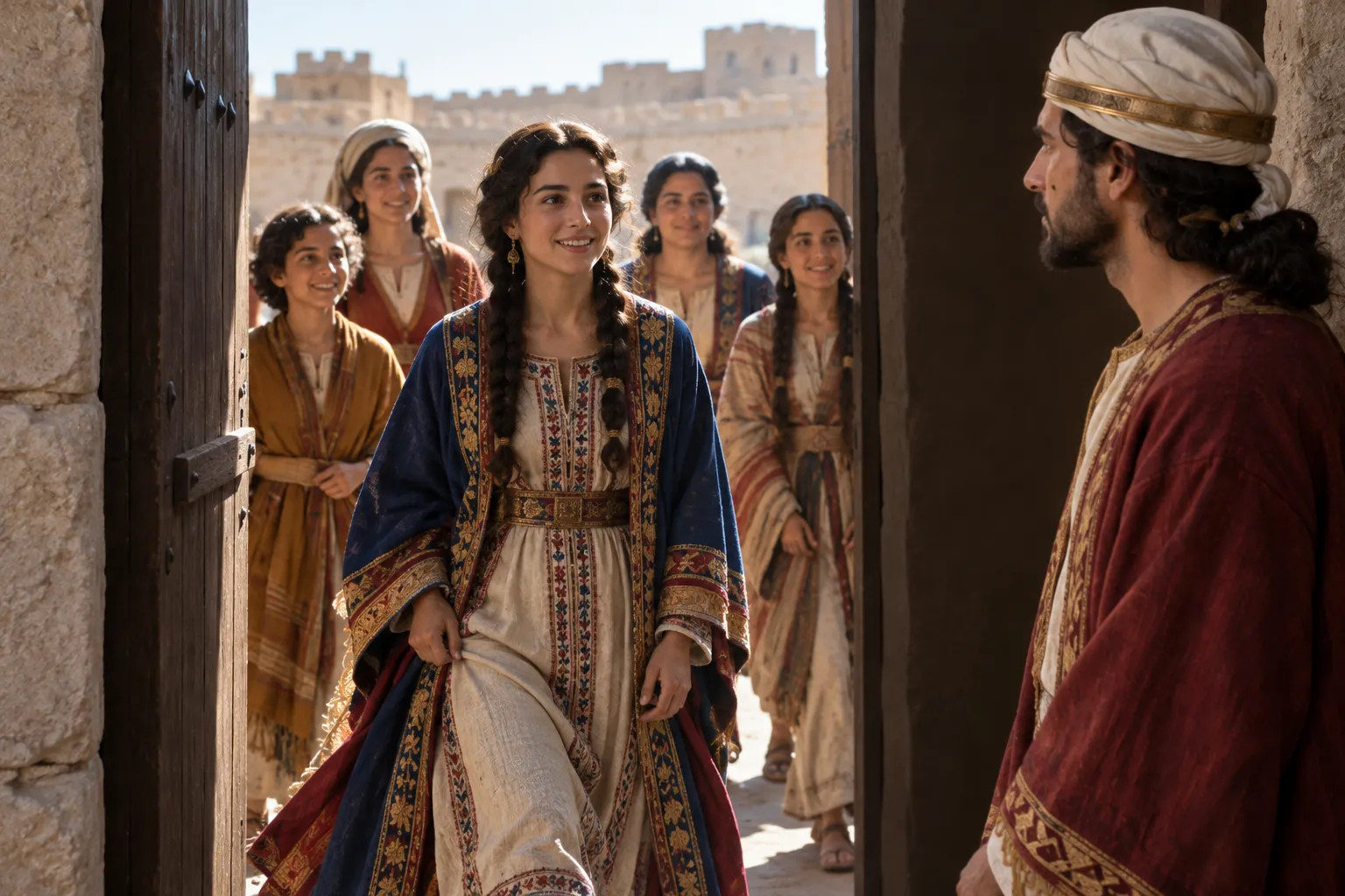 The bride enters the king’s palace (Psalms 45:13–15)