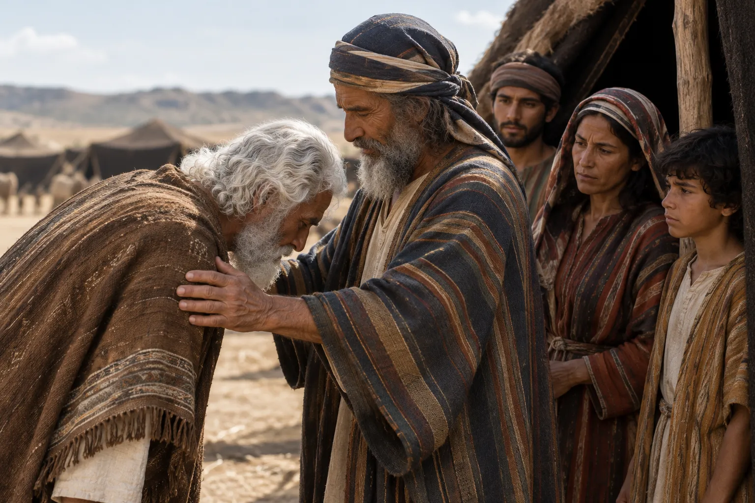 Moses Welcomes Jethro and His Family (Exodus 18:5–7)