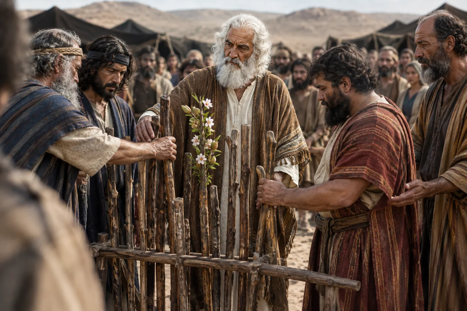 The staffs shown to Israel (Numbers 17:9)