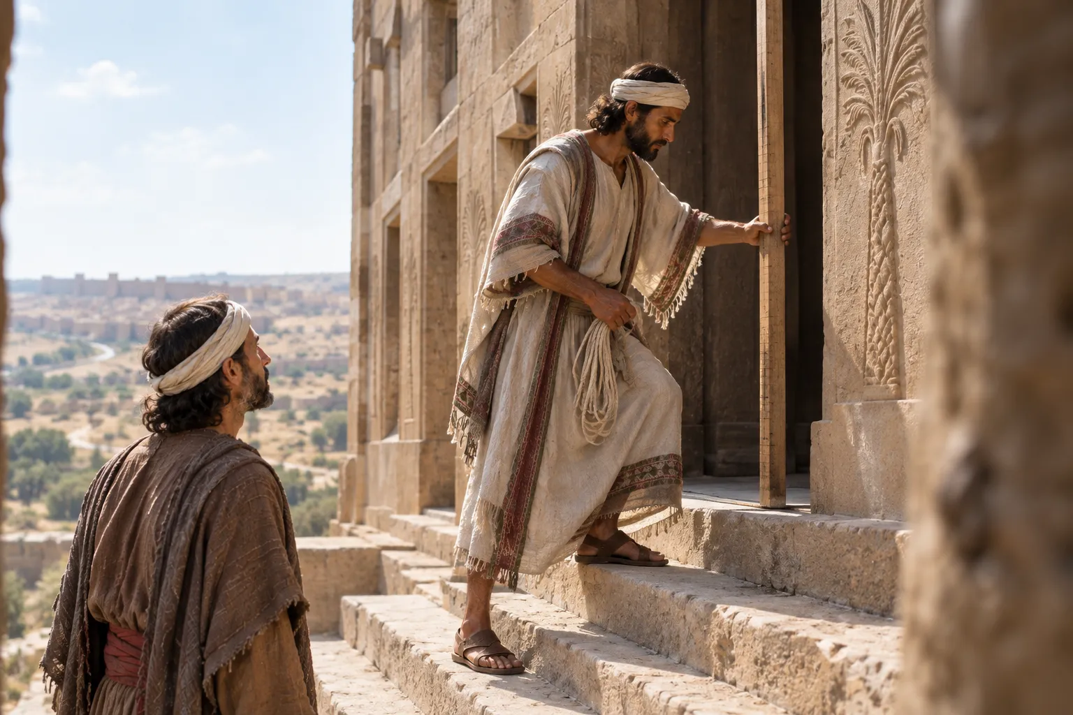 Measuring the east gate (Ezekiel 40:6–16)
