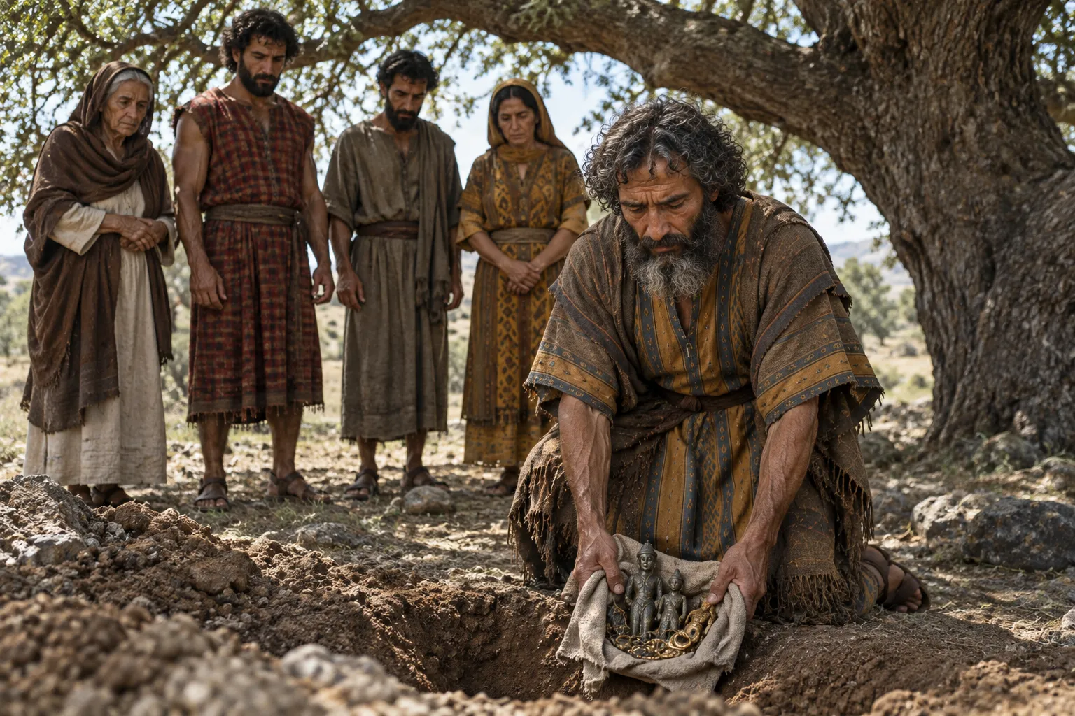 Jacob buries the foreign gods beneath the oak (Genesis 35:4)
