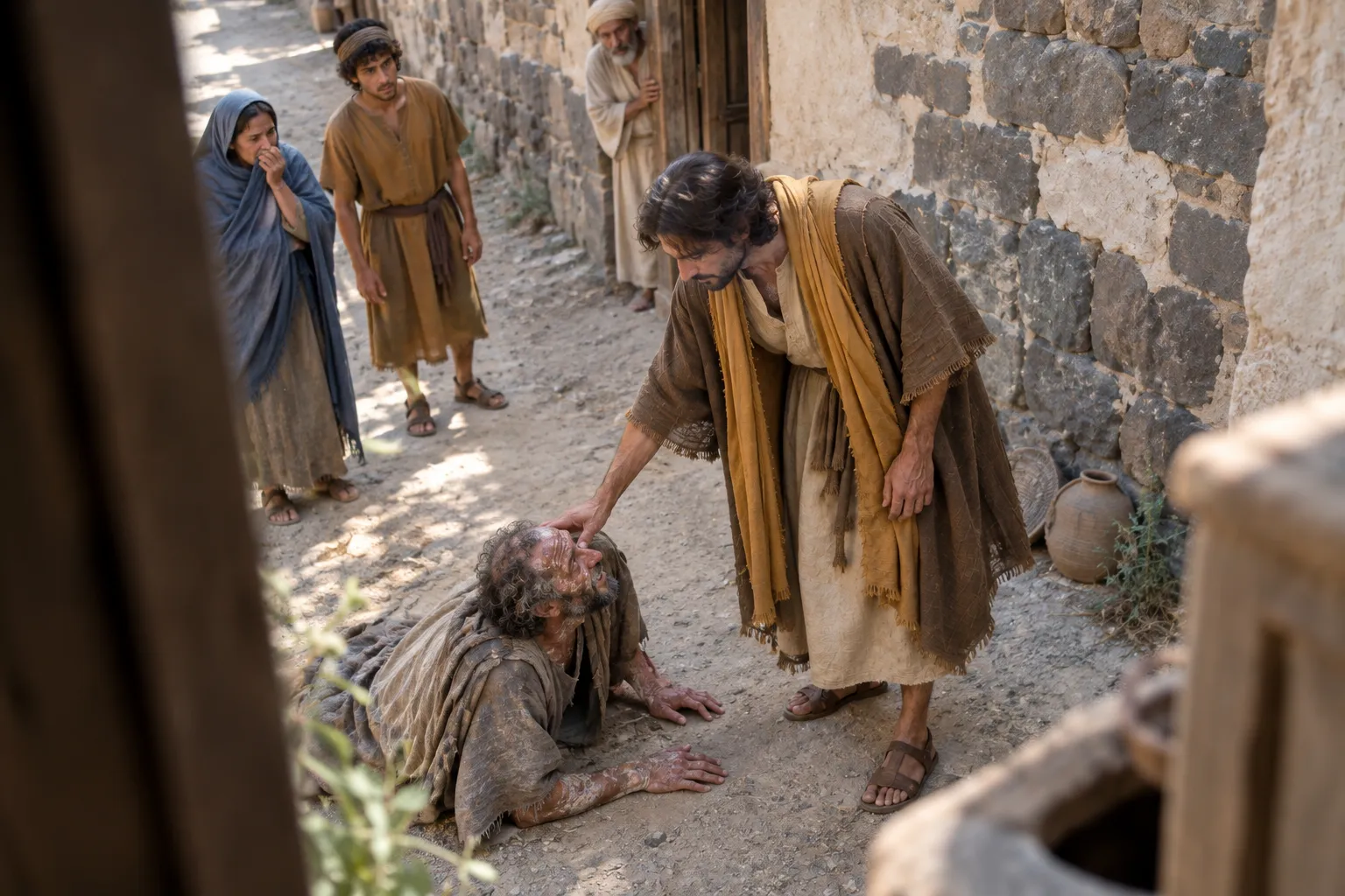 Jesus Touches the Afflicted Man (Luke 5:12–13)