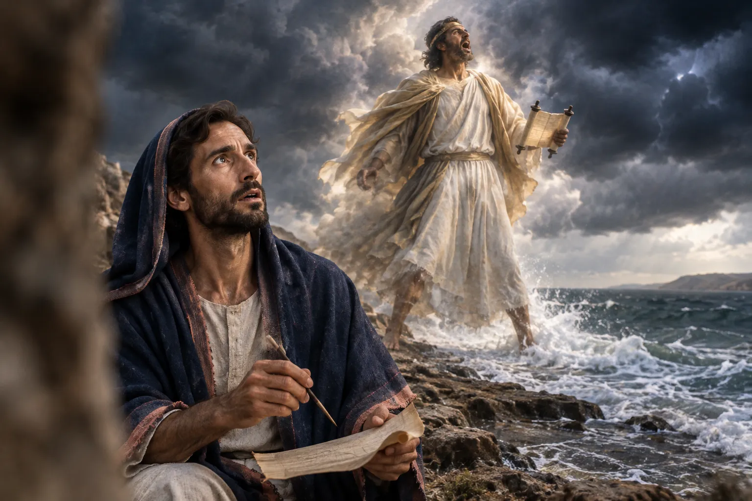 John is forbidden to write the seven thunders (Revelation 10:3–4)