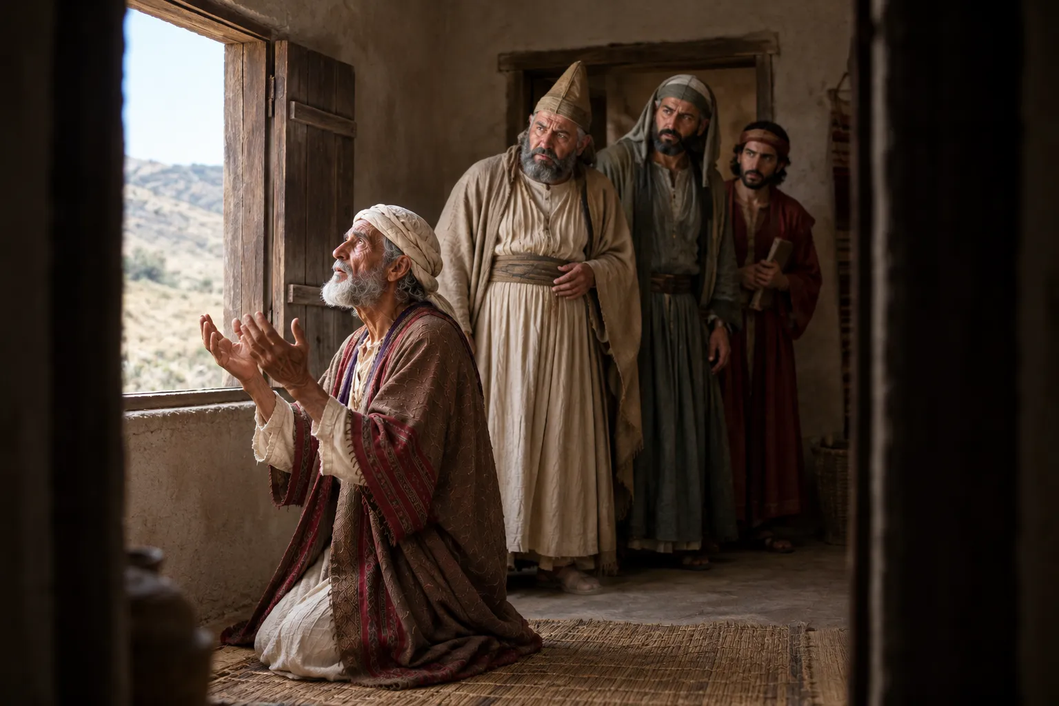 Daniel continues to pray (Daniel 6:10–11)