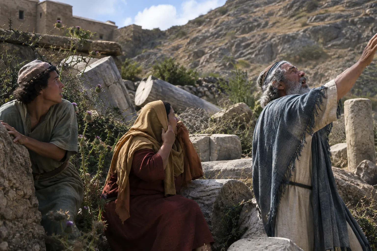The high places destroyed and overgrown (Hosea 10:2–8)