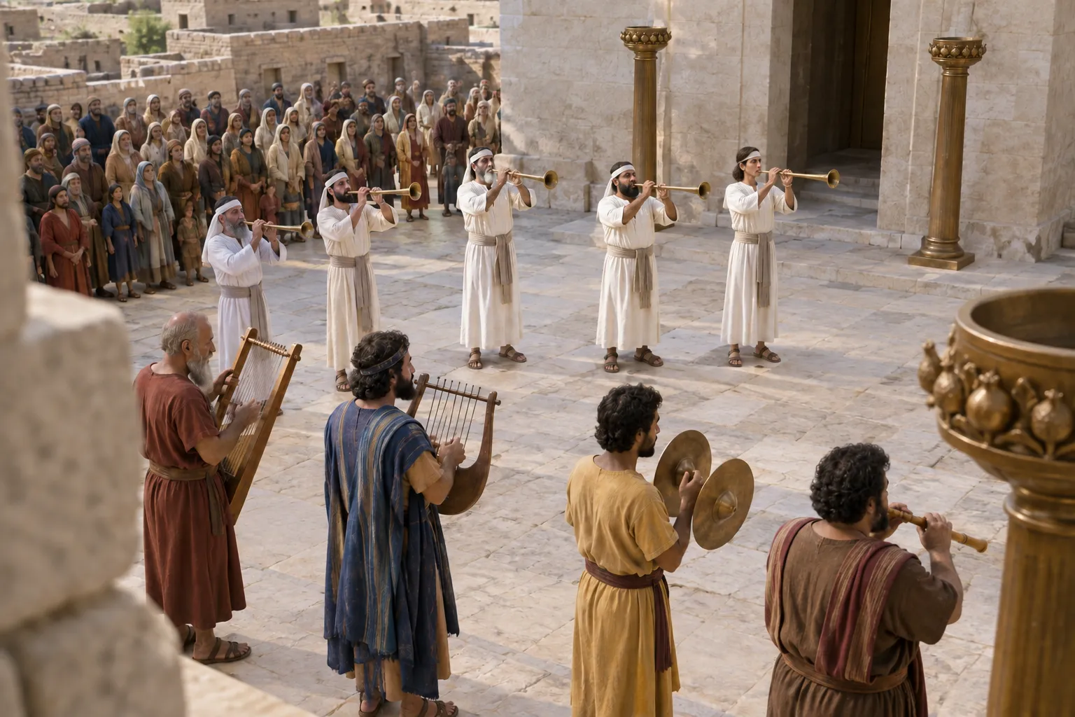 Music and trumpets at the dedication (2 Chronicles 7:6)