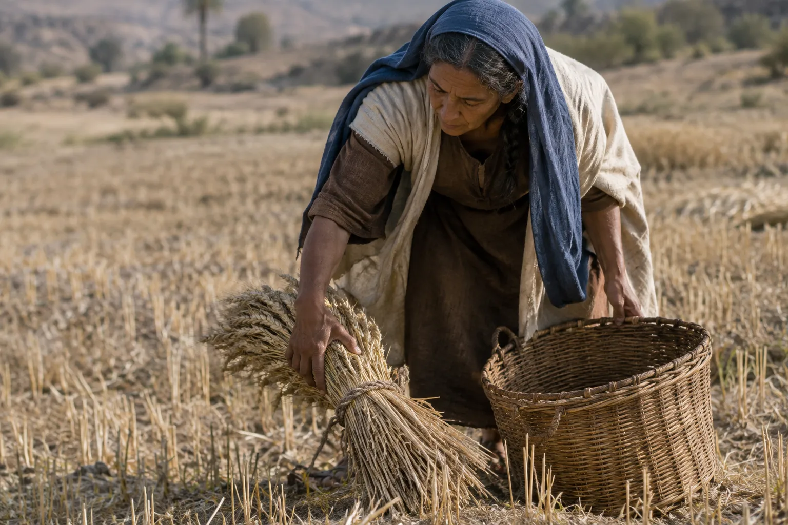 The forgotten sheaf left for a widow (Deuteronomy 24:19)