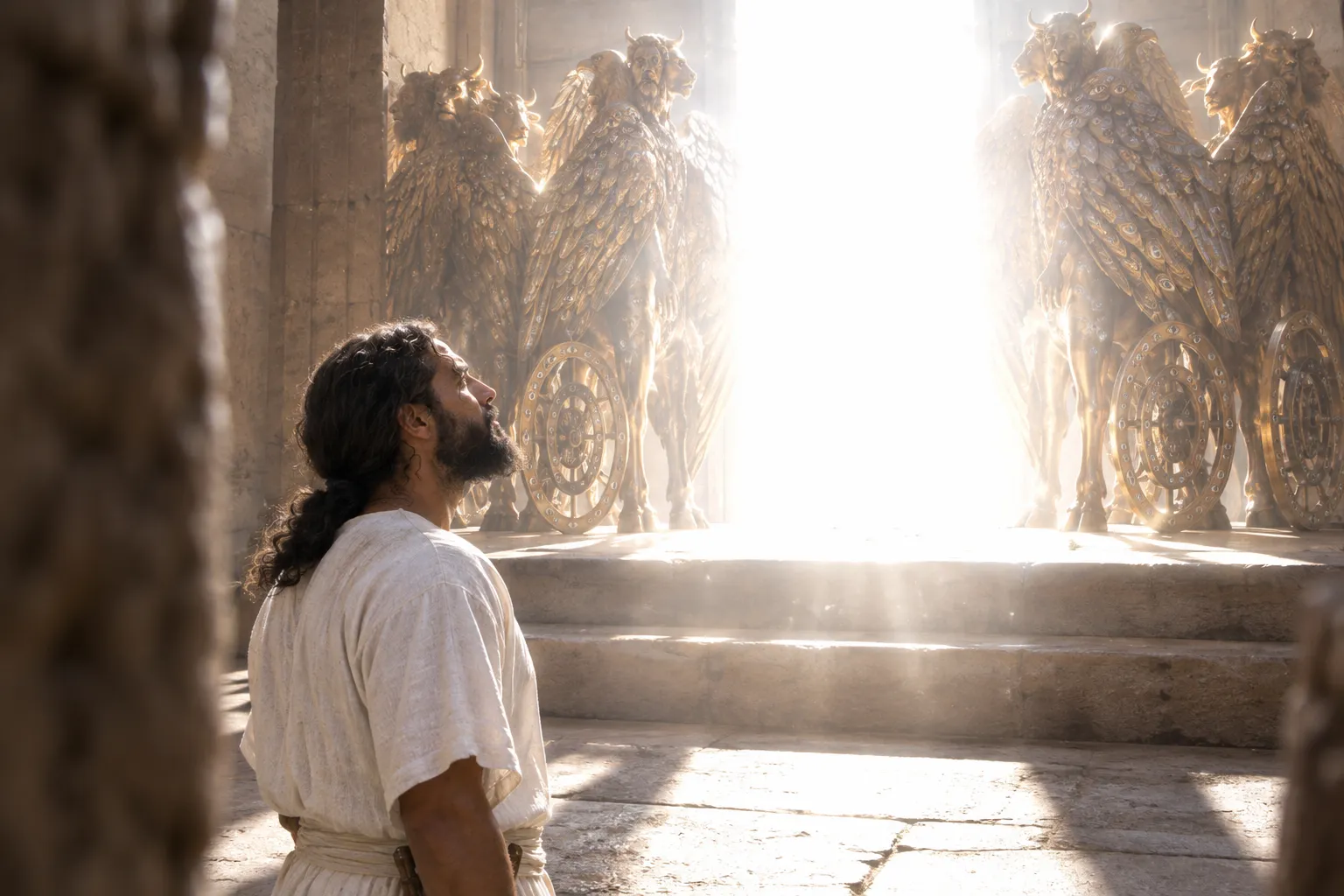 The glory reaches the temple threshold (Ezekiel 9:3)