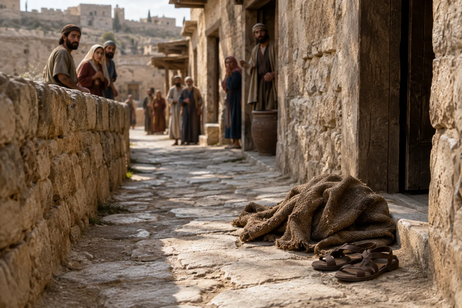 Isaiah walks naked and barefoot (Isaiah 20:2–3)