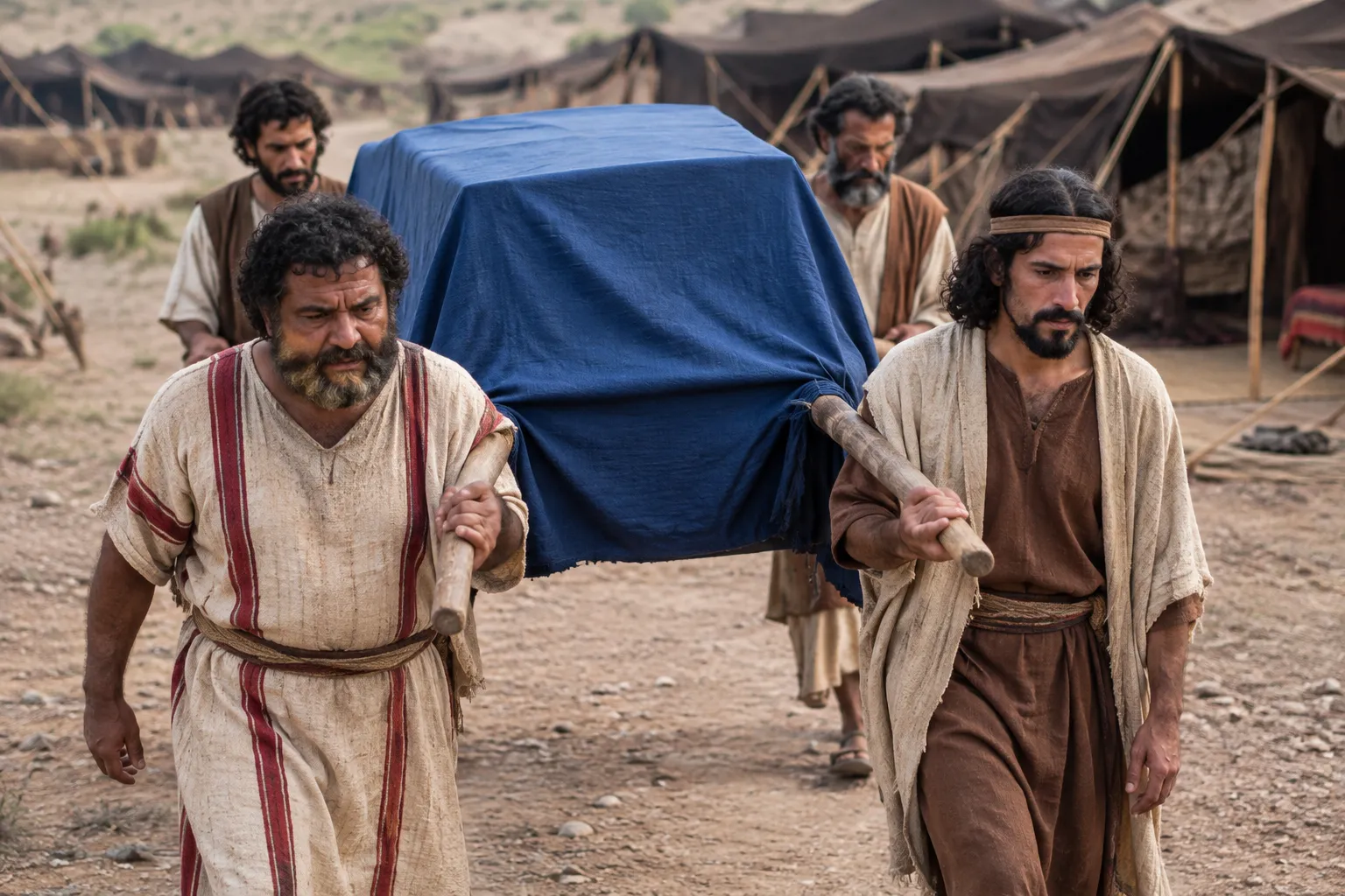 The Kohathites Carry the Covered Ark (Numbers 4:15)