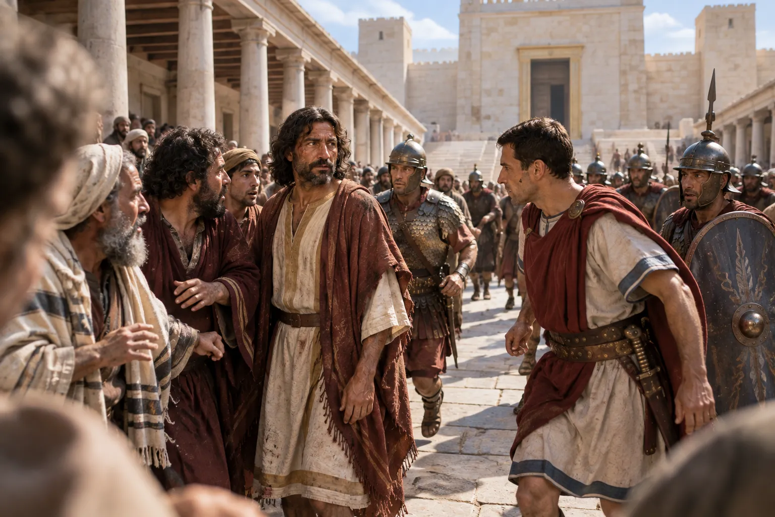 The troops stop the beating (Acts 21:27–32)