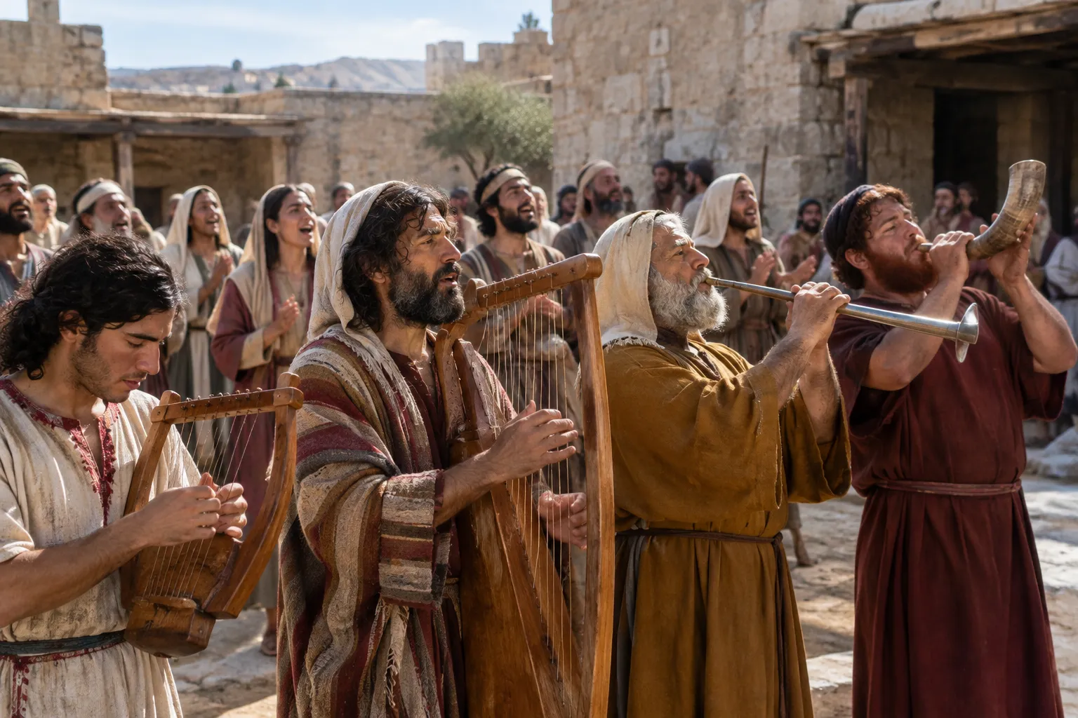 The new song with lyre and horn (Psalms 98:1–6)