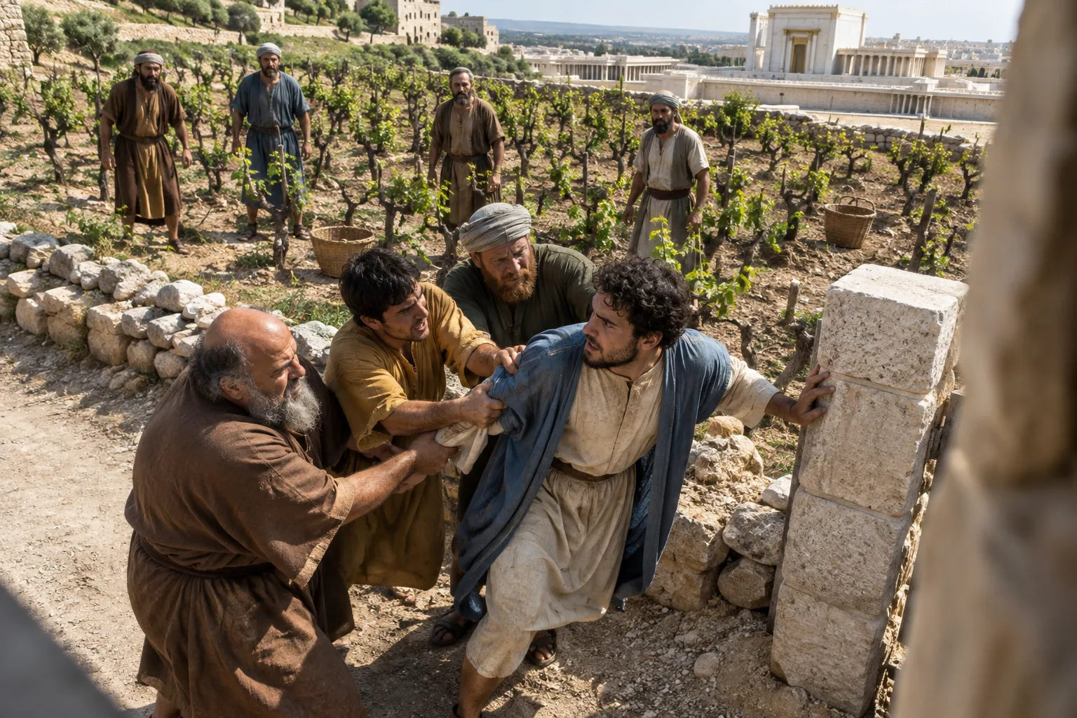 The tenants throw out the heir (Luke 20:13–15)