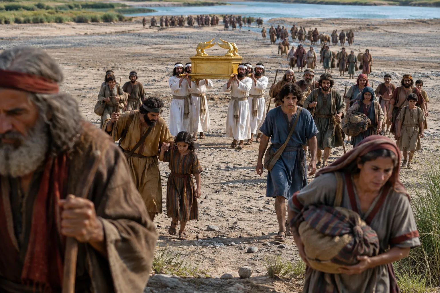Israel Crosses on Dry Ground (Joshua 3:17)