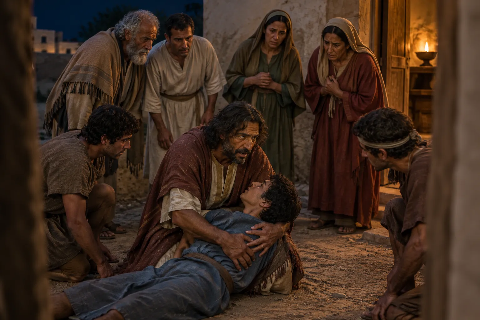 Paul Embraces Eutychus (Acts 20:10)