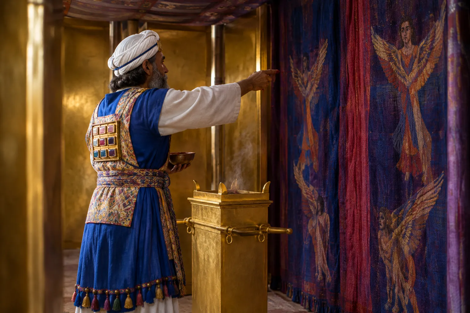 Blood Sprinkled Before the Veil (Leviticus 4:5–6)