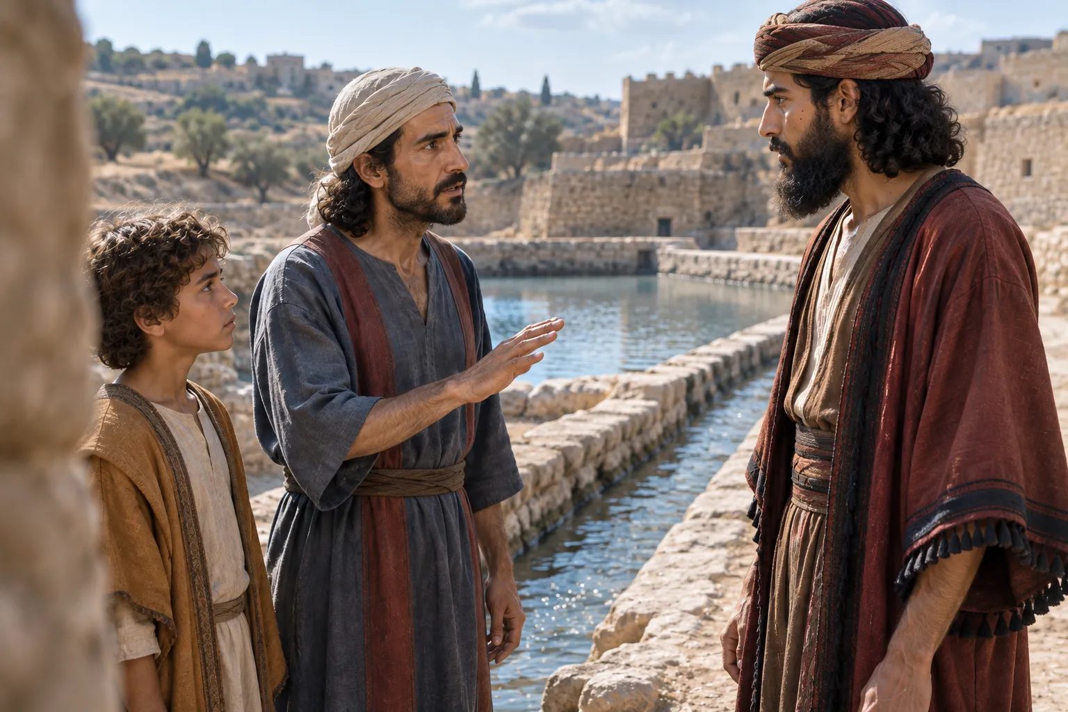 Isaiah meets Ahaz at the aqueduct (Isaiah 7:3–4)